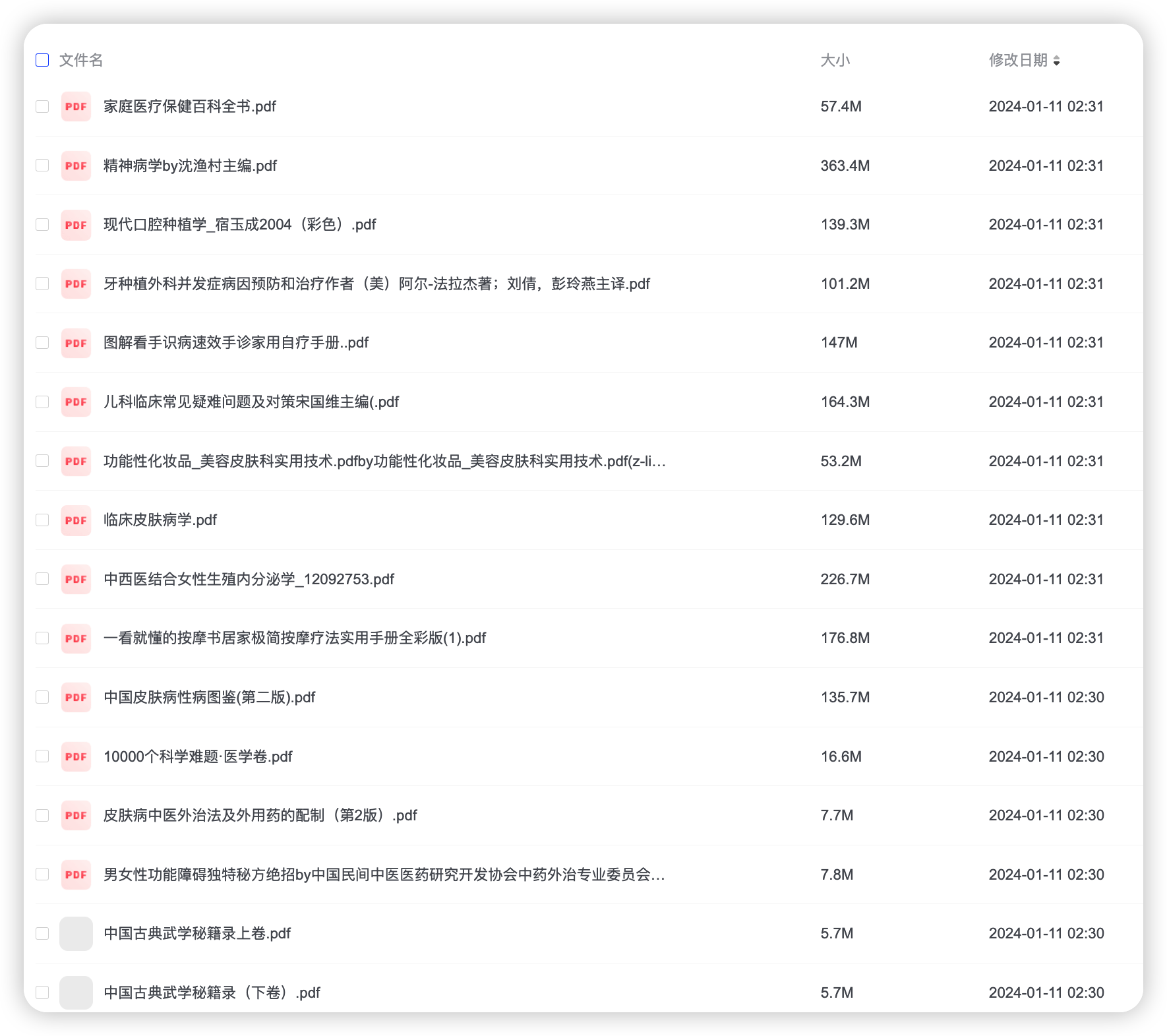 网络收藏医学类书籍（珍藏）